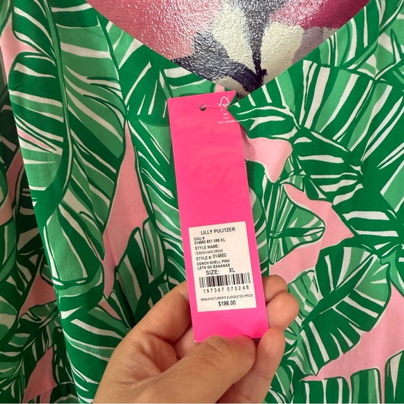 NWT Lilly Pulitzer Teresa Maxi Dress Conch Shell Pink Lets Go Bananas Size XL - Picture 5 of 9